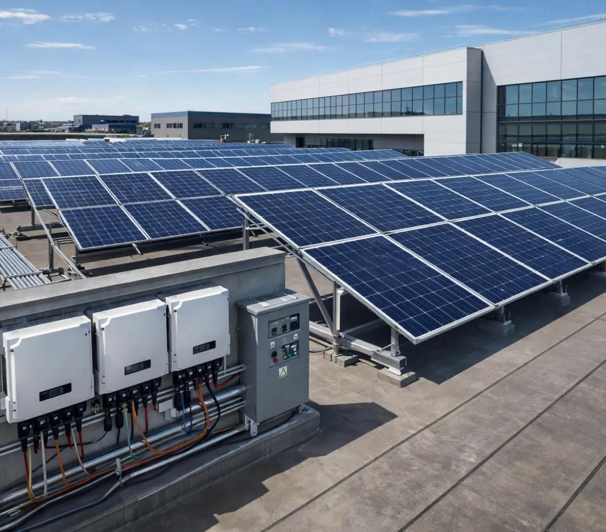 Rooftop solar array and inverters