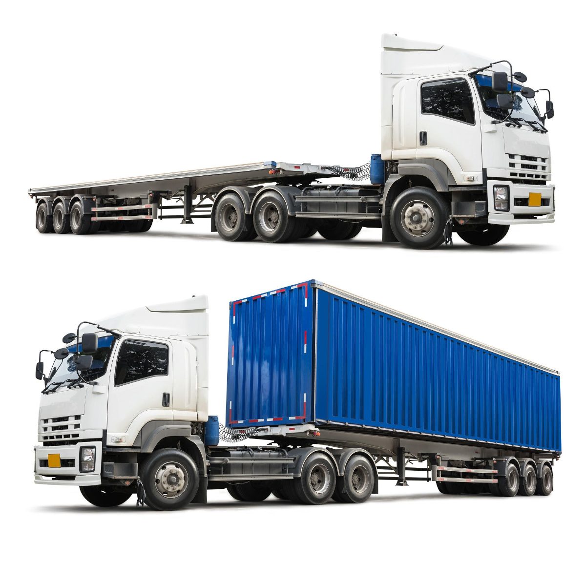 Flatbed and container semi-trailers